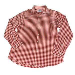 Mizzen+Main Shirt Mens Medium Red Gingham Plaid Performance Flex Button Up‎